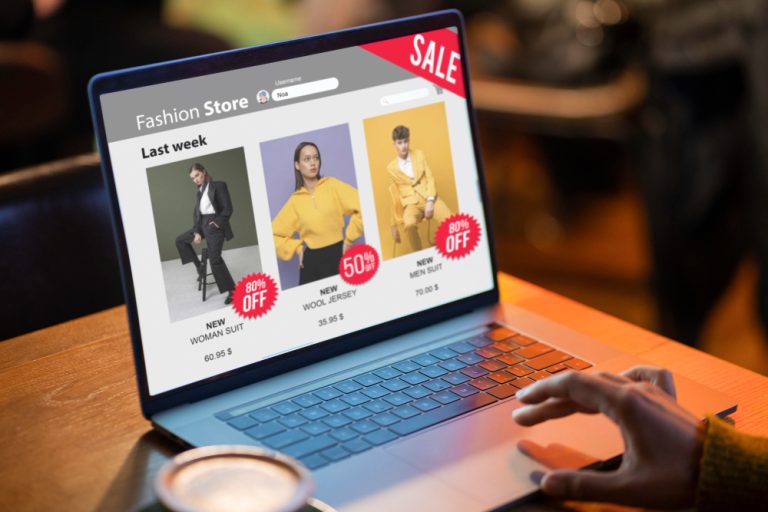 Ecommerce website on laptop showing fashion store design