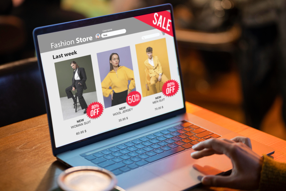 Ecommerce website on laptop showing fashion store design