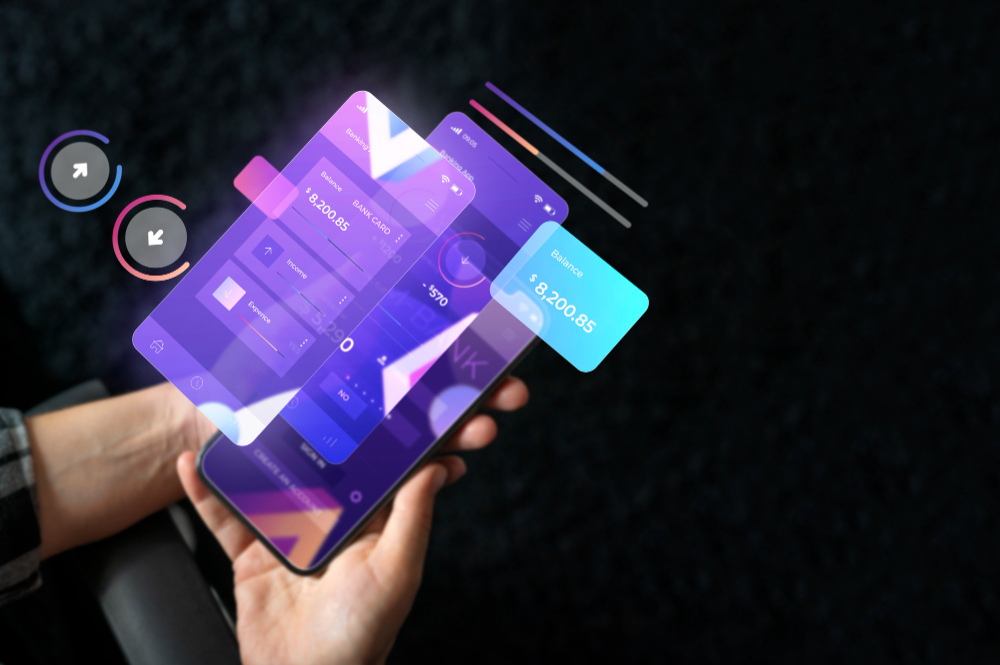 Mobile wallet app on smartphone interface
